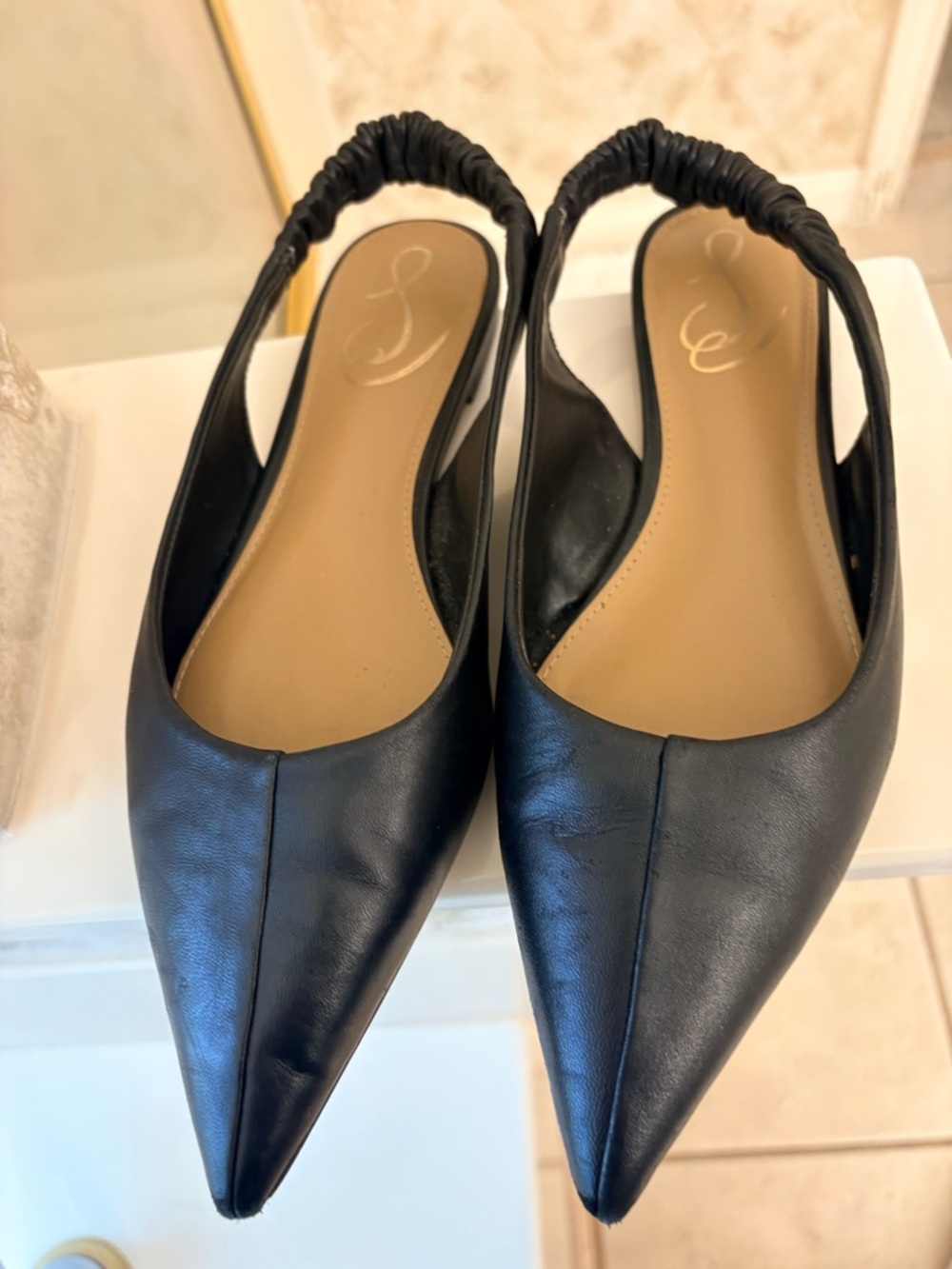 Sam Edelman Black Pointed Slingback Flats